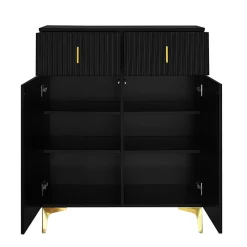 Vestiaire d'entrée Moderne - Meuble 3 en 1 avec Banc, Crochets et Rangement à Chaussures, Bois Noir Compact