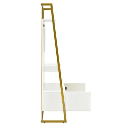 Vestiaire d'entrée Tout-en-Un, 2 Portes, Espace Chaussures, Meuble d'entrée, Panneau de Particules/Métal, Blanc, 78x38,5x180,5 cm