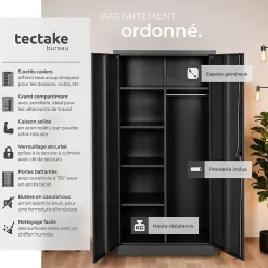 Vestiaire métallique comprenant 6 casiers et 1 penderie intégrée en Acier lâqué époxy