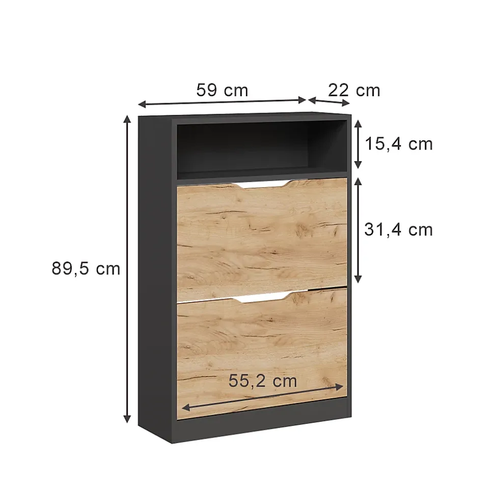 Vicco Anthracite/chêne doré 22x89.5cm avec 2 compartiments