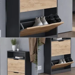 Vicco Anthracite/chêne doré 22x89.5cm avec 2 compartiments