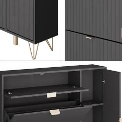 Vicco Armoire à chaussures Noir 108x107.5cm