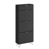 Vicco Armoire à chaussures Noir 60x145cm 3 compartiments