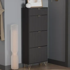 Vicco Armoire à chaussures Noir 60x145cm 3 compartiments