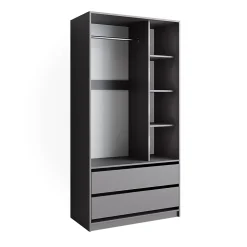 Vicco Armoire à vêtements Anthracite 100x200cm avec 2 tiroirs