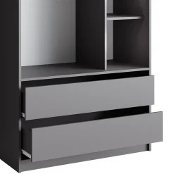 Vicco Armoire à vêtements Anthracite 100x200cm avec 2 tiroirs