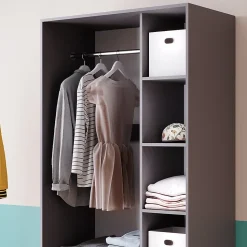 Vicco Armoire à vêtements Anthracite 100x200cm avec 2 tiroirs