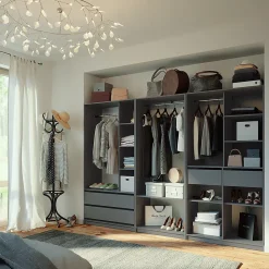Vicco Armoire à vêtements Anthracite 280x200cm Lot de 3