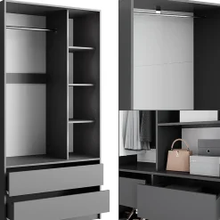 Vicco Armoire à vêtements Anthracite 280x200cm Lot de 3