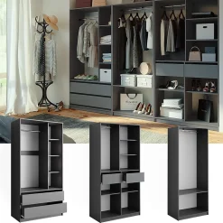 Vicco Armoire à vêtements Anthracite 280x200cm Lot de 3