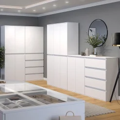 Vicco Armoire à vêtements Blanc 74x191.5cm avec 4 tiroirs