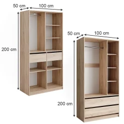 Vicco Armoire à vêtements Sonoma 200x200cm Lot de 2