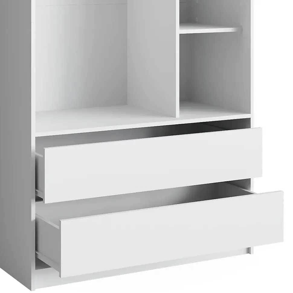 Vicco Armoire Blanc 100x200cm avec 2 tiroirs