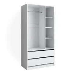 Vicco Armoire Blanc 100x200cm avec 2 tiroirs