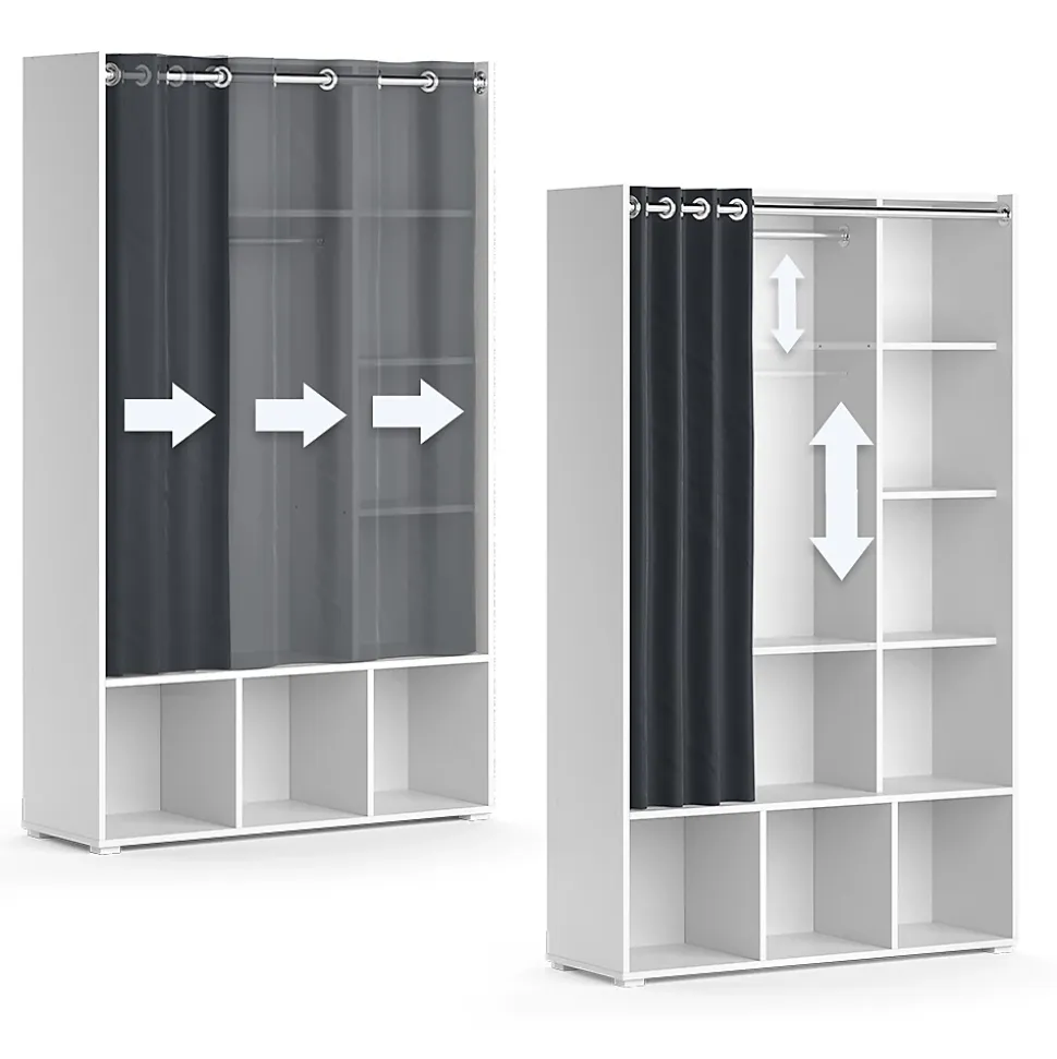 Vicco Armoire Blanc 38x178.1cm avec tringle à rideaux