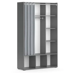 Vicco Armoire Gris 38x178.1cm avec tringle à rideaux