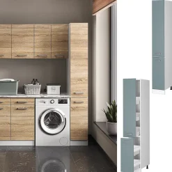 Vicco Armoire haute universelle Bleu-gris 30cm avec portes