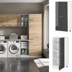 Vicco Armoire haute universelle Anthracite Haute brillance 60cm avec grande porte