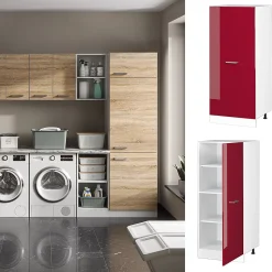 Vicco Armoire haute universelle Rouge bordeaux Haute brillance 60cm avec grande porte