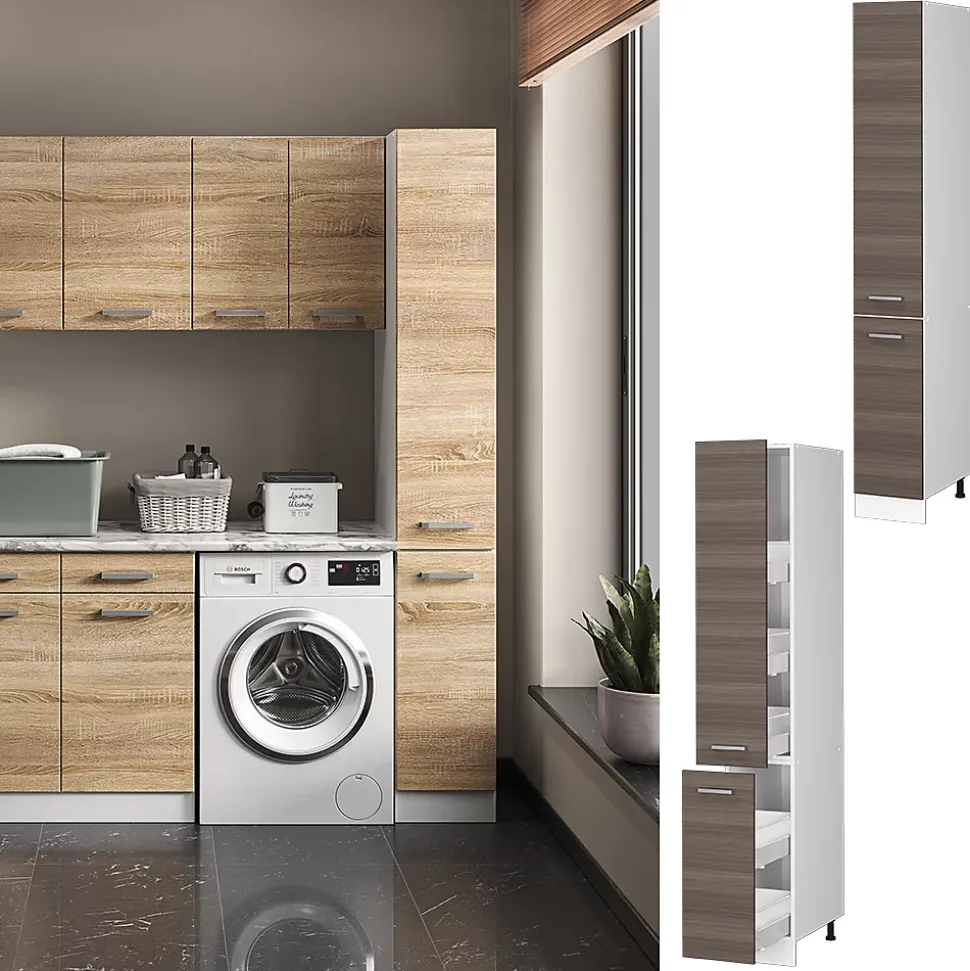 Vicco Armoire haute universelle Gris 30cm avec portes