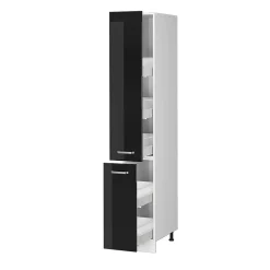 Vicco Armoire haute universelle Noir Haute brillance 30cm avec portes