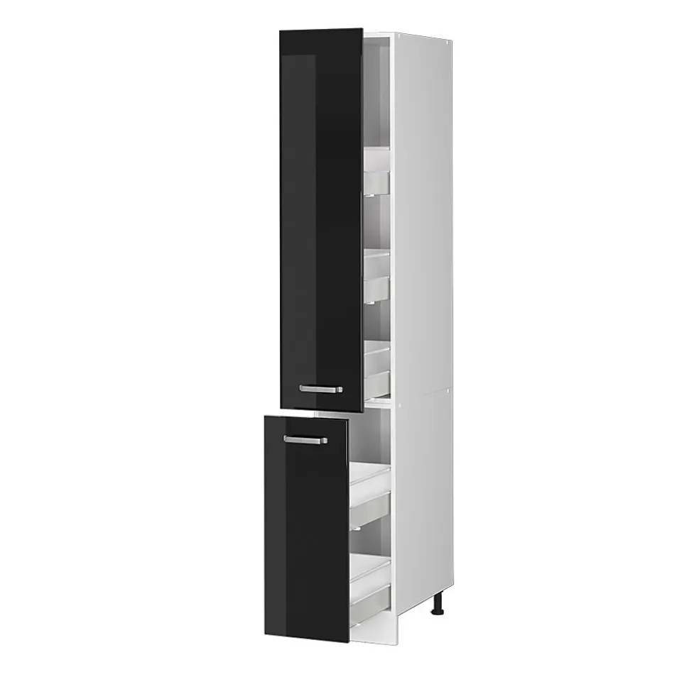 Vicco Armoire haute universelle Noir Haute brillance 30cm avec portes