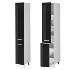 Vicco Armoire haute universelle Noir Haute brillance 30cm avec portes