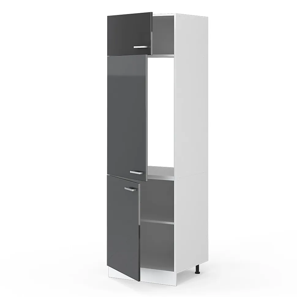 Vicco Armoire haute universelle Anthracite Haute brillance 60cm avec portes