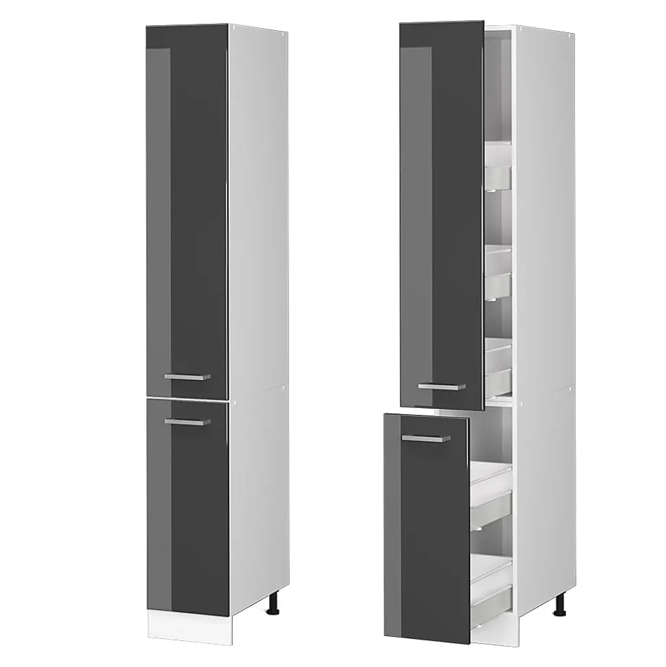 Vicco Armoire haute universelle Anthracite Haute brillance 30cm avec portes
