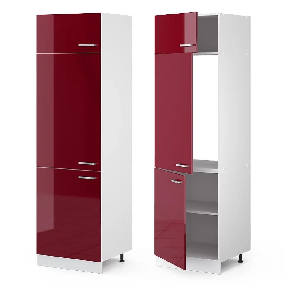 Vicco Armoire haute universelle Rouge bordeaux Haute brillance 60cm avec portes