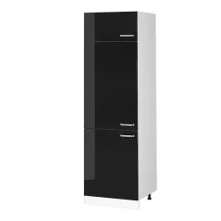Vicco Armoire haute universelle Noir Haute brillance 60cm avec portes
