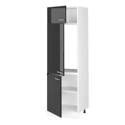 Vicco Armoire haute universelle Noir Haute brillance 60cm avec portes