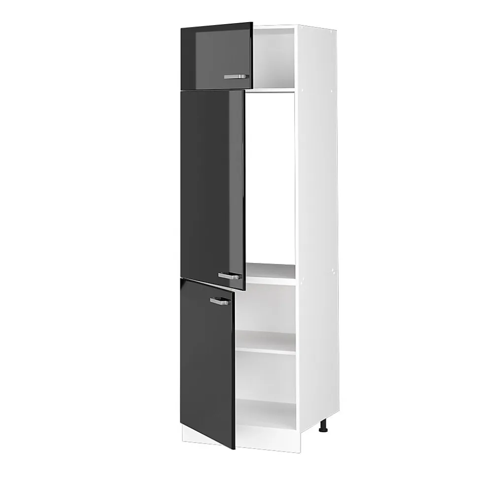 Vicco Armoire haute universelle Noir Haute brillance 60cm avec portes