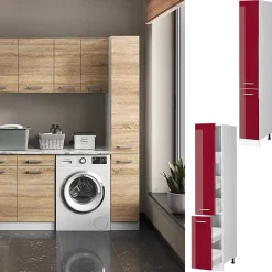 Vicco Armoire haute universelle Rouge bordeaux Haute brillance 30cm avec portes