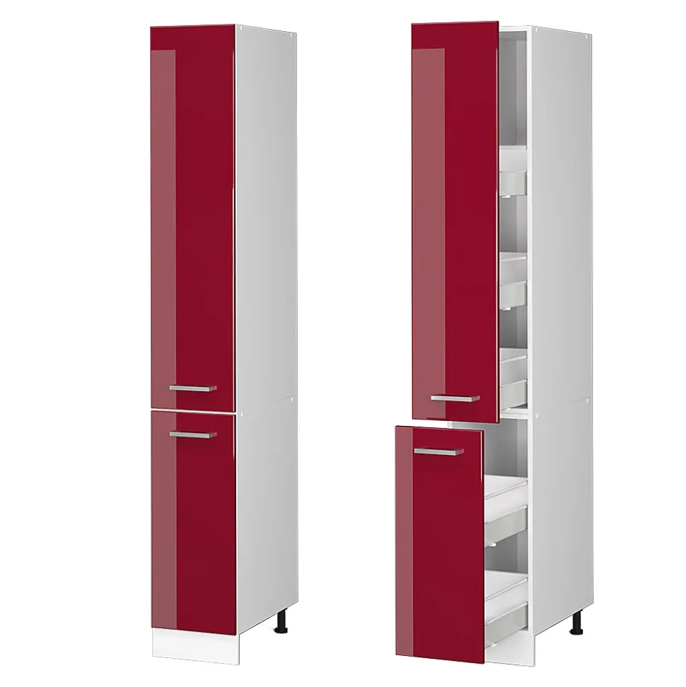 Vicco Armoire haute universelle Rouge bordeaux Haute brillance 30cm avec portes