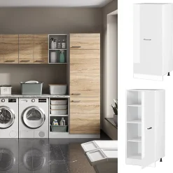 Vicco Armoire haute universelle Blanc Haute brillance 60cm avec grande porte