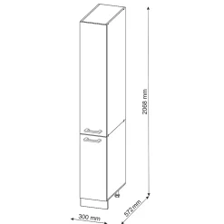 Vicco Armoire haute universelle Blanc Haute brillance 30cm avec portes