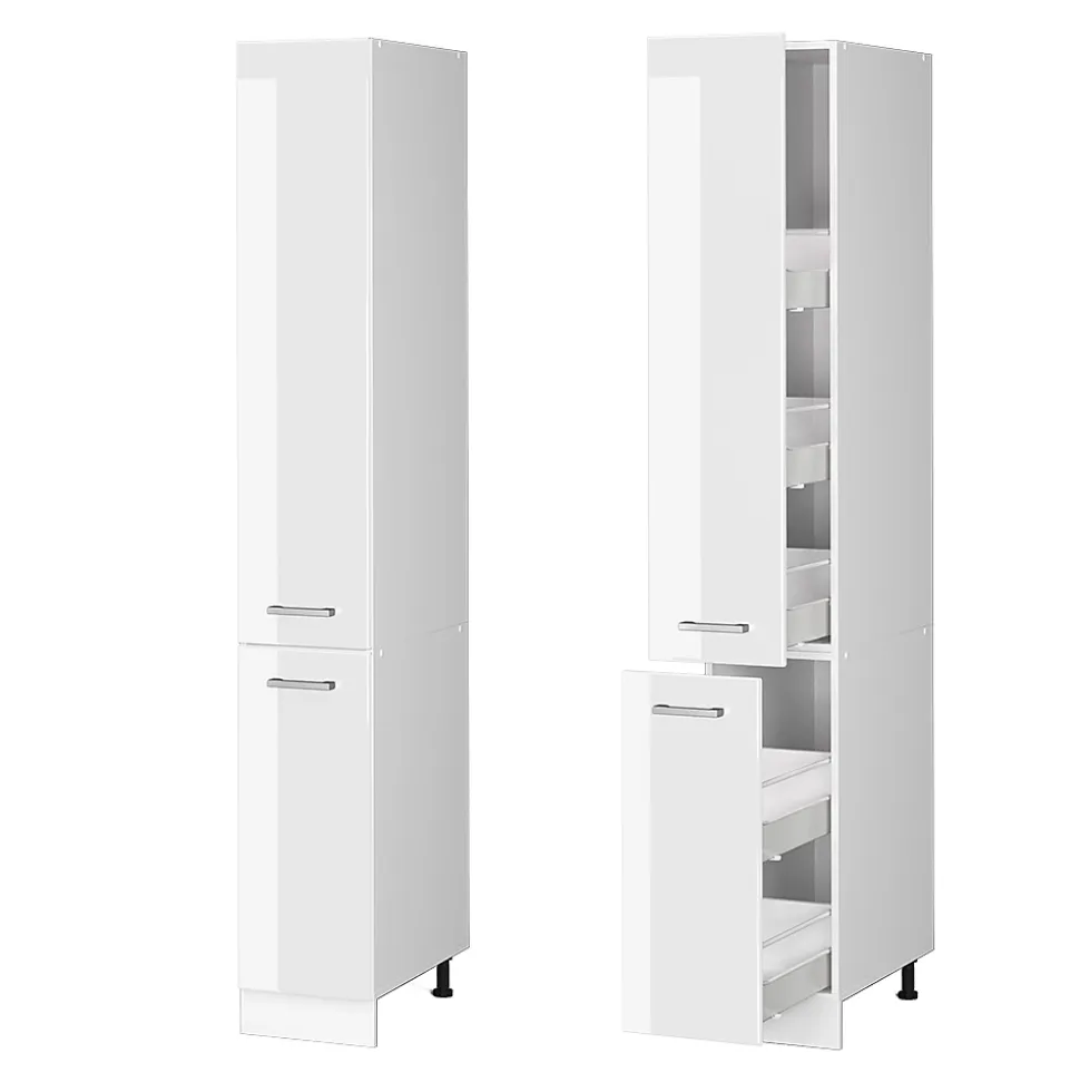 Vicco Armoire haute universelle Blanc Haute brillance 30cm avec portes