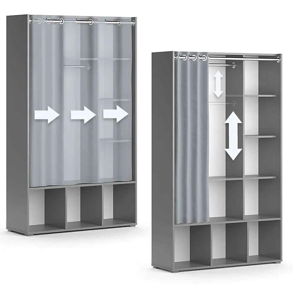 Vicco Armoire pour enfants Gris 38x178.1cm avec tringle à rideaux