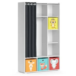 Vicco Armoire pour enfants Blanc 38x178.1cm Avec boîtes pliantes (multicolores)