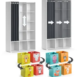 Vicco Armoire pour enfants Blanc 38x178.1cm Avec boîtes pliantes (multicolores)