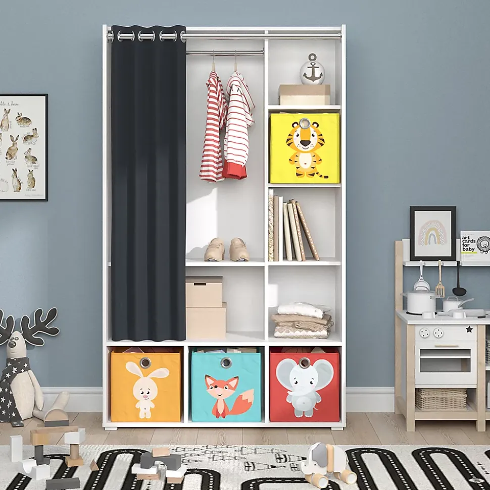 Vicco Armoire pour enfants Blanc 38x178.1cm Avec boîtes pliantes (multicolores)
