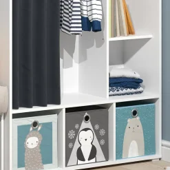 Vicco Armoire pour enfants Blanc 105.8x178.1cm avec tringle à rideaux