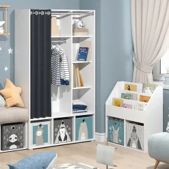 Vicco Armoire pour enfants Blanc 105.8x178.1cm avec tringle à rideaux