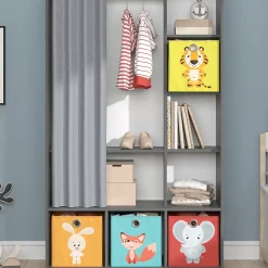 Vicco Armoire pour enfants Gris 38x178.1cm Avec boîtes pliantes (multicolores)