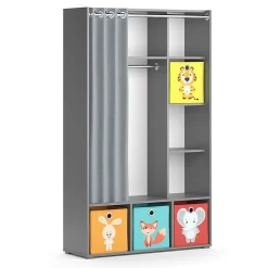 Vicco Armoire pour enfants Gris 38x178.1cm Avec boîtes pliantes (multicolores)