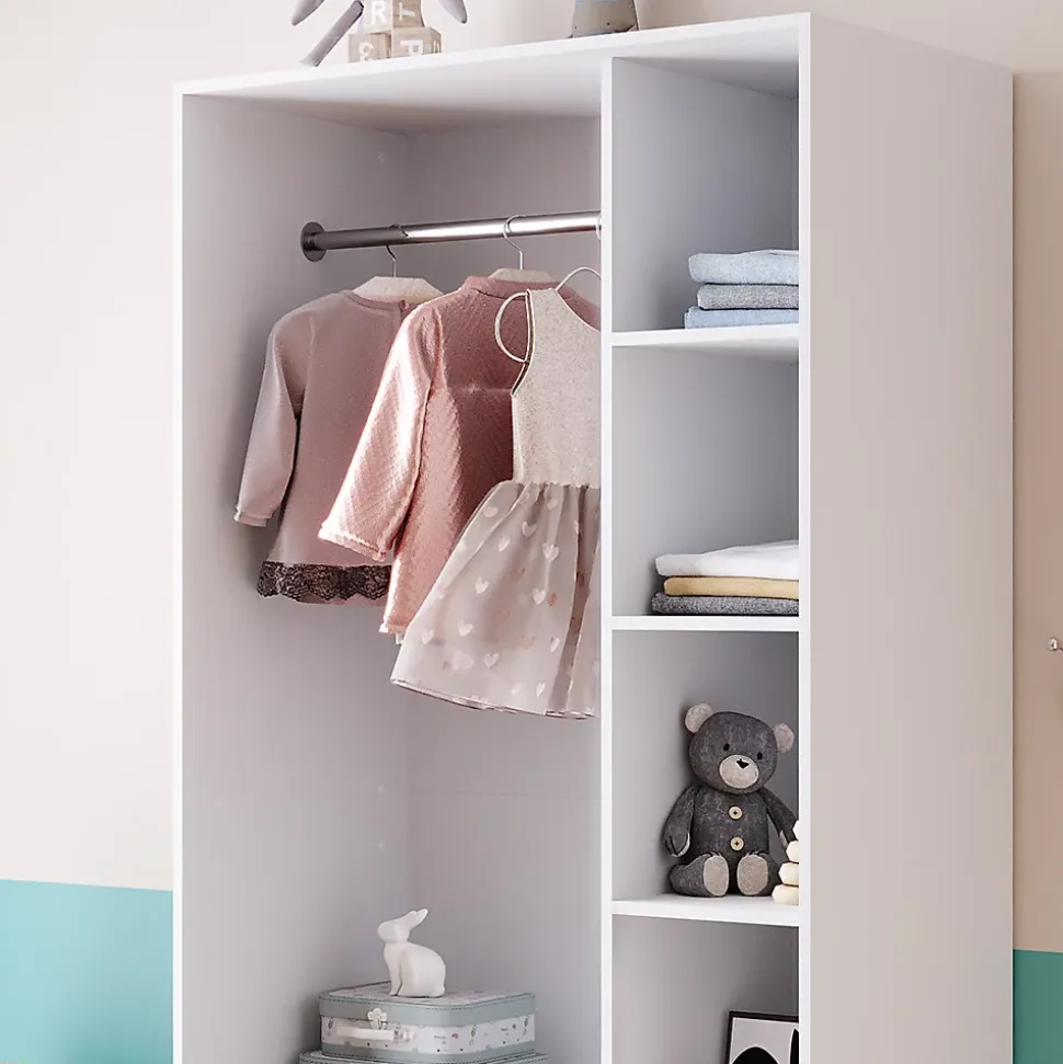 Vicco Armoire pour enfants Blanc 100x200cm avec 2 tiroirs