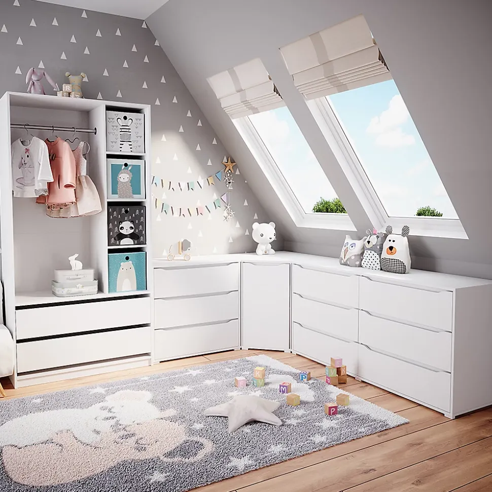 Vicco Armoire pour enfants Blanc 100x200cm avec 2 tiroirs