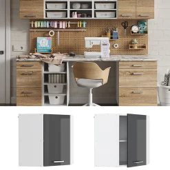 Vicco Armoire suspendue Anthracite Haute brillance 57cm armoire dangle suspendue avec porte