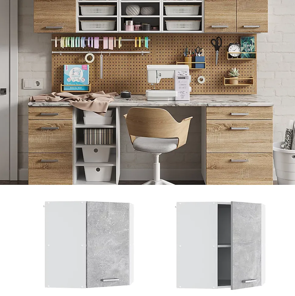 Vicco Armoire suspendue Béton 57cm armoire dangle suspendue avec porte